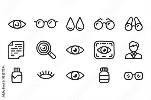 Eye Examination and Vision Care Icon Collection for Medical Projects