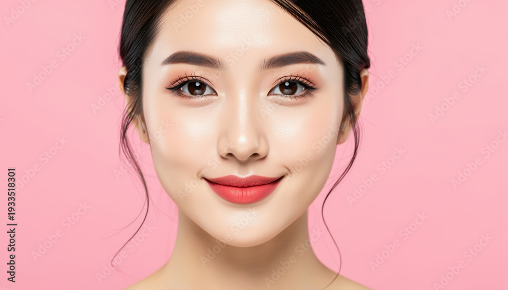 Fototapeta premium Elegant Beauty: An exquisite portrait of a woman radiating natural beauty and serenity. captured with a soft focus and gentle lighting