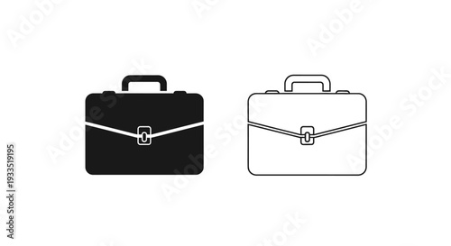 Black and white briefcase Vector