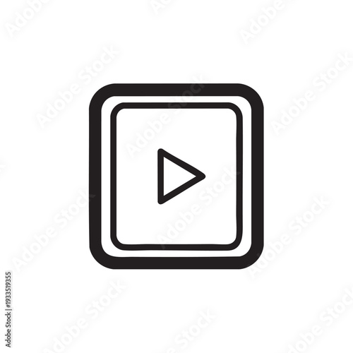 A simple black and white illustration of a square button with a play icon inside viewed from directly above Free Download A simple black and white illustration of a square button with a play icon inside viewed from directly above - GFXLoad