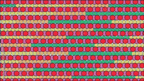 A dense, bright texture in the form of a cluster of horizontal colored stripes of dots.