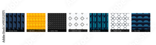 High resolution seamless patterns with bold geometric and organic designs. Vibrant, tileable backgrounds ideal for fabric printing, textile production, wallpaper, packaging, wrapping paper, scrapbook