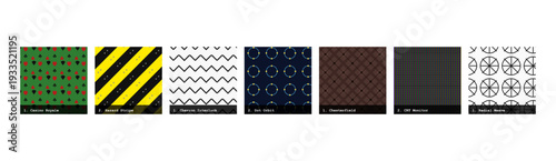 High resolution seamless patterns with bold geometric and organic designs. Vibrant, tileable backgrounds ideal for fabric printing, textile production, wallpaper, packaging, wrapping paper, scrapbook