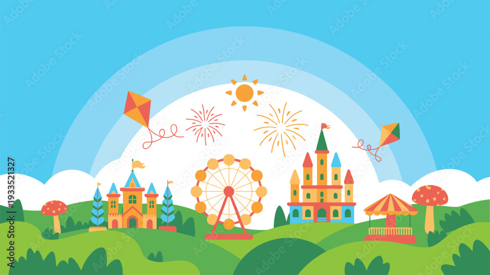 Fototapeta premium Amusement Park Fairground Fun Illustration