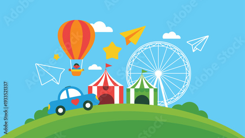Amusement park fairground illustration
