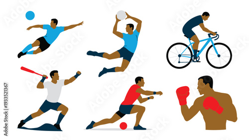 Athletes playing diverse sports