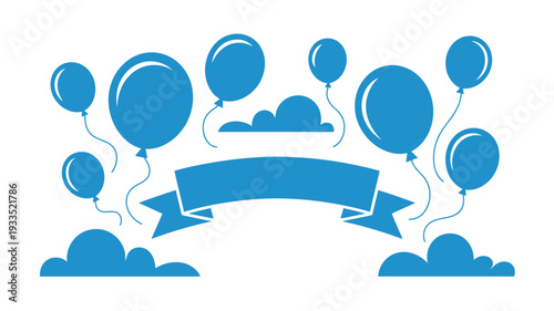 Celebration balloons banner clouds illustration