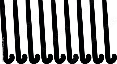 Vector art featuring a series of stripes with hooks at the ends.