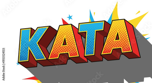 Colorful 3D Kata Text Graphic Design.