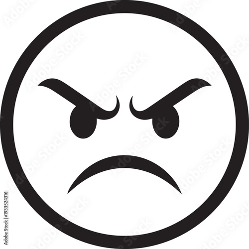 Angry face emoji vector illustration. angry facial expression in a circle, isolated on a transparent background for design