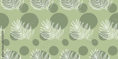 Vintage floral vector art featuring a seamless pattern of green leaves and spring flowers for elegant wallpaper textile design and nature ornament decoration