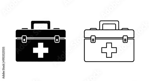 Medical first aid toolkit icons Vector