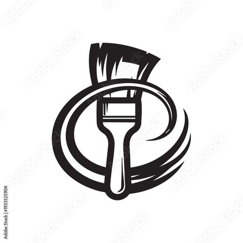 A paintbrush with bristles in a circular motion, symbolizing creativity and artistry in a simple illustration