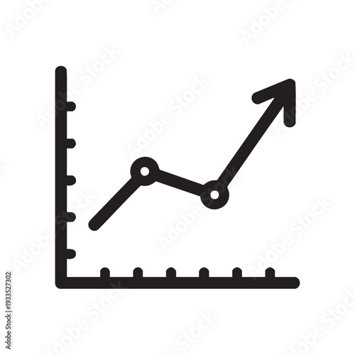 Graph showing upward trend with fluctuating data points and increasing arrow