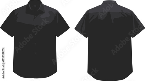 WebMen’s shirt silhouette, short sleeve button-up, classic collar design, casual apparel vector, clothing illustration, fashion style art, formal wear concept