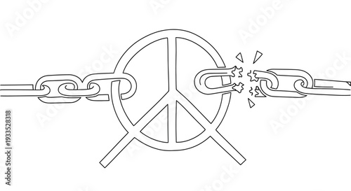 Broken Chain with Peace Symbol Inside.