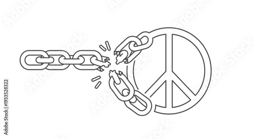 Broken Chain Peace Symbol Freedom Illustration.