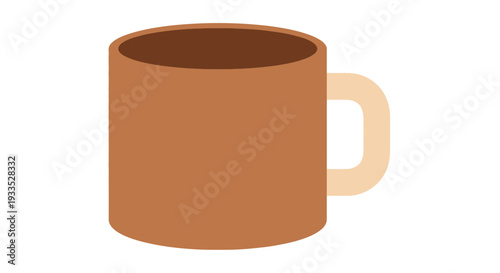 Brown Coffee Mug with Handle Illustration.