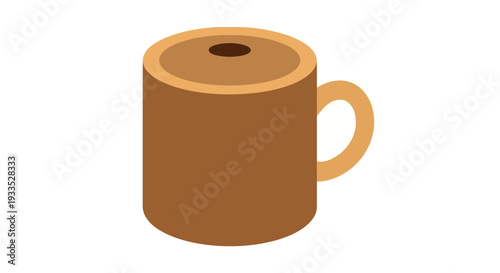 Brown Coffee Mug with Handle Illustration 1.