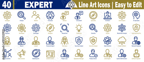 Expert icon set. Collection of energy efficiency modern flat design concept for web and apps, sustainable housing, green building energy saving technology, and environment vector illustration.