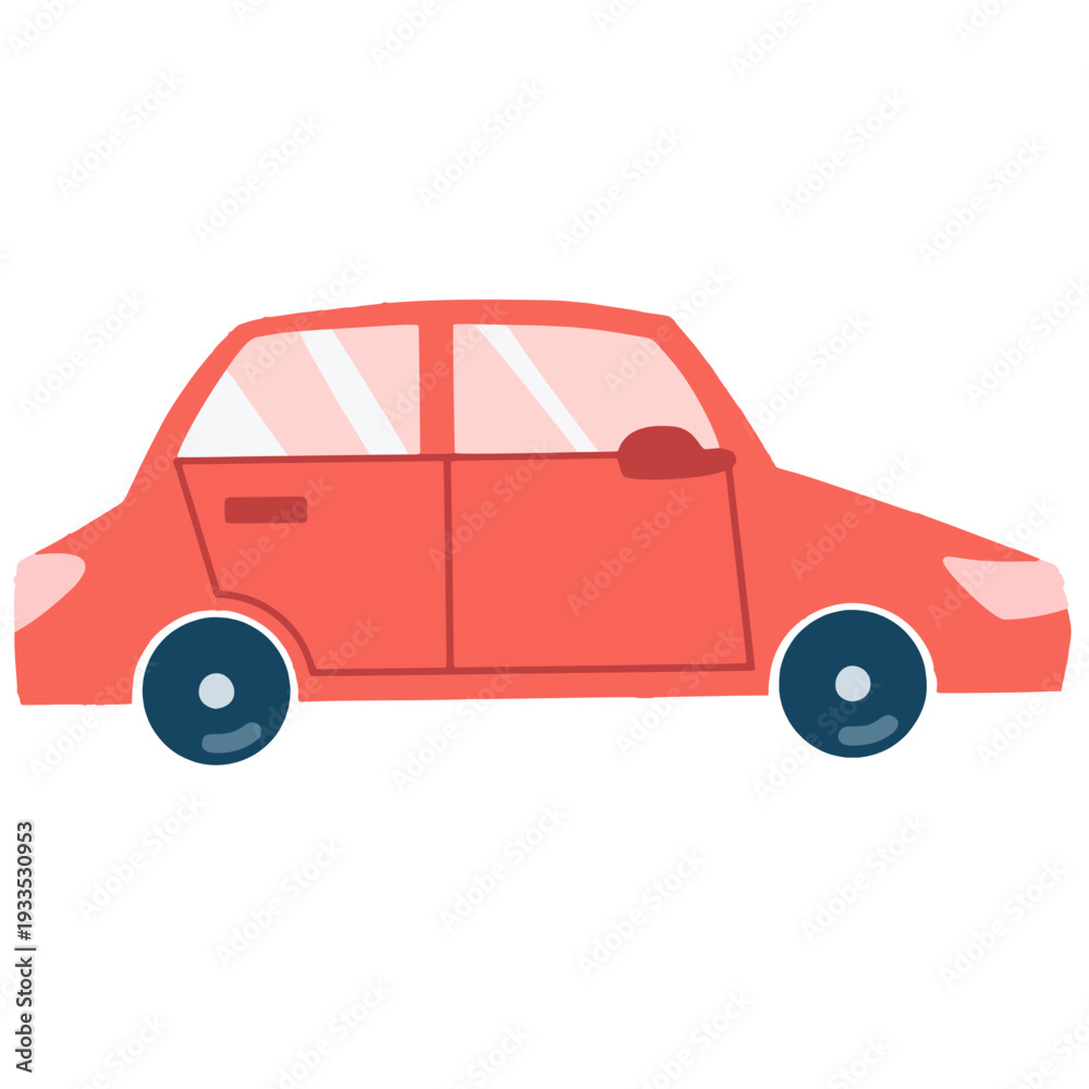 Fototapeta premium Cute small car illustration isolated on a transparent background. Perfect for transportation themes, children’s designs, stickers, branding materials, posters, and digital creative projects.