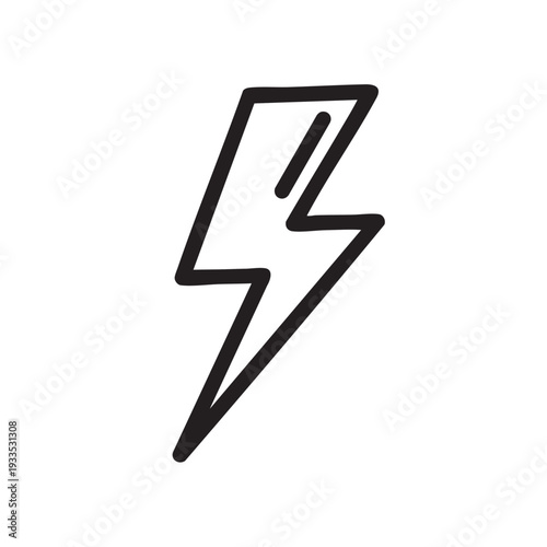 Simple black lightning bolt illustration on white background viewed from the front