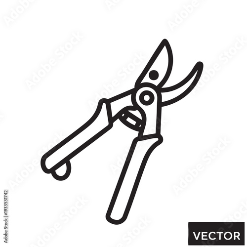 Gardening shears illustrated in a simple vector graphic from a diagonal viewpoint