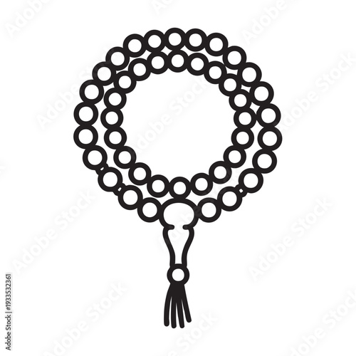 An intricate rosary illustration with circular patterns and tassel detail viewed from directly above
