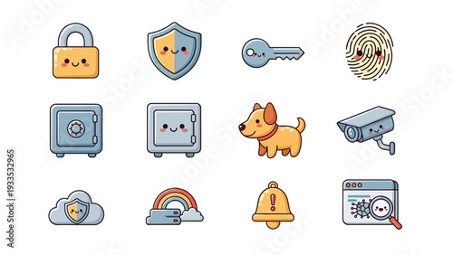 Collection of Security Icons and Symbols.