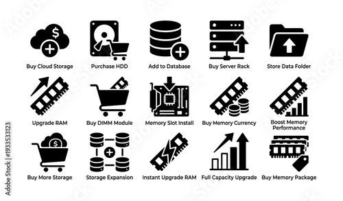 Tech upgrade icons for memory and storage management