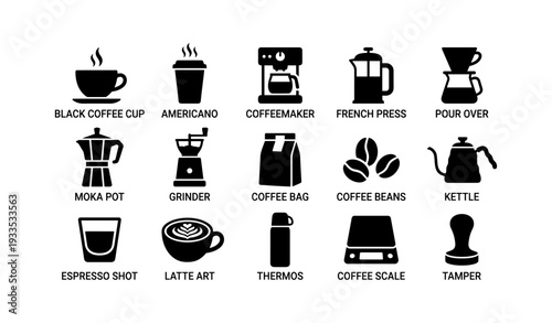 Coffee brewing essentials: cups, equipment, beans, and accessories