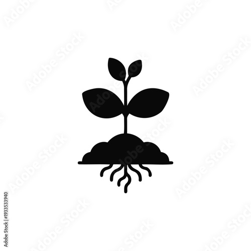 Growing plant silhouette vector flat illustration design.