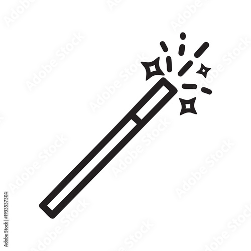 A magic wand with sparkling stars illustration on a minimalist background viewed from a 45-degree angle
