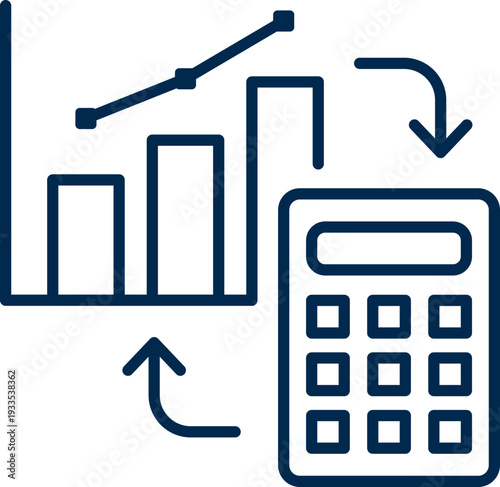 Minimal line SVG icon representing financial planning, budgeting strategy, revenue forecasting, and business performance management concepts