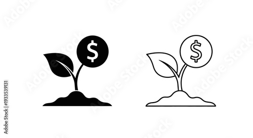 Growth money plant concept icons Vector
