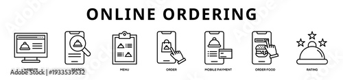 Online Ordering web banner icon illustration