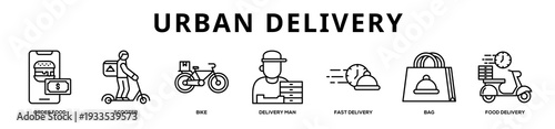 Urban Delivery web banner icon illustration
