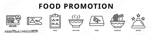 Food Promotion web banner icon illustration