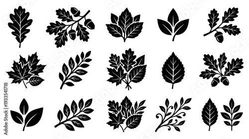 Assorted Botanical Leaf Icons Set