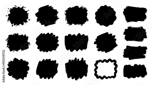 Black brush stroke blobs and shapes