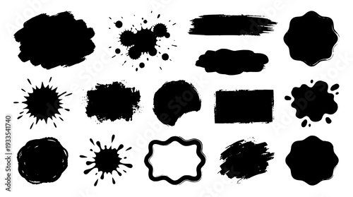 Ink splatters and brush strokes graphic elements