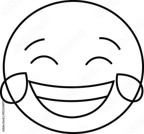 Minimalist laughing face with tears of joy line art icon for social media