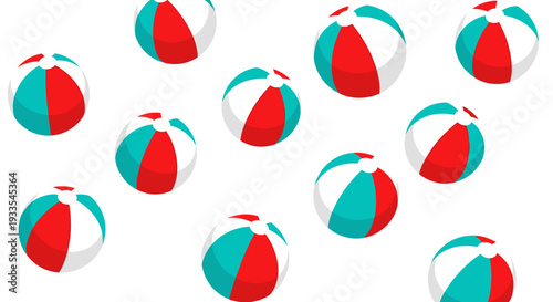 Colorful beach balls scattered on for summer fun