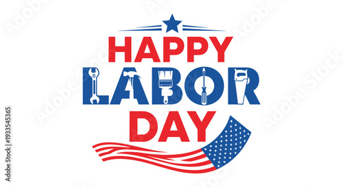 Happy labor day celebration with patriotic design and flag elements