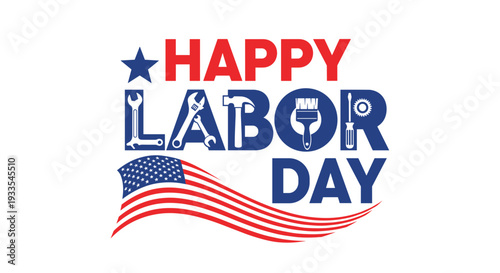Happy labor day celebration with patriotic flag and festive design