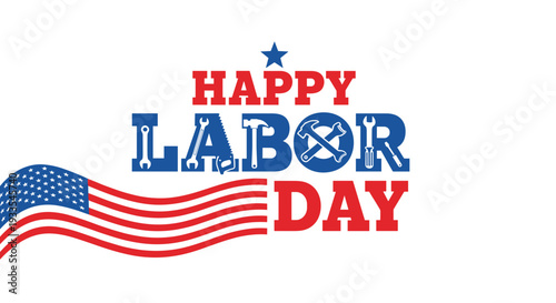 Happy labor day celebration with patriotic design and flag elements