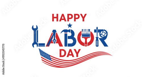 Happy labor day celebration with patriotic design and festive elements