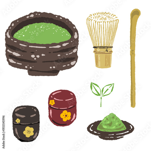 Tea Ceremony Utensils Set (Whisk, Bowl, Caddy)