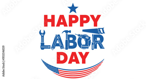 Happy labor day celebration with patriotic design and festive elements