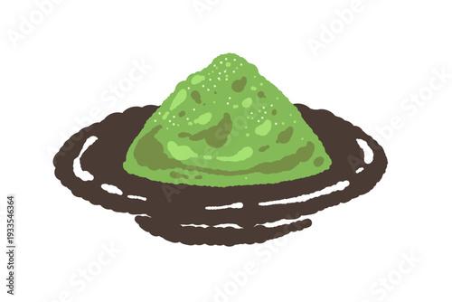 Matcha Powder on Plate Illustration